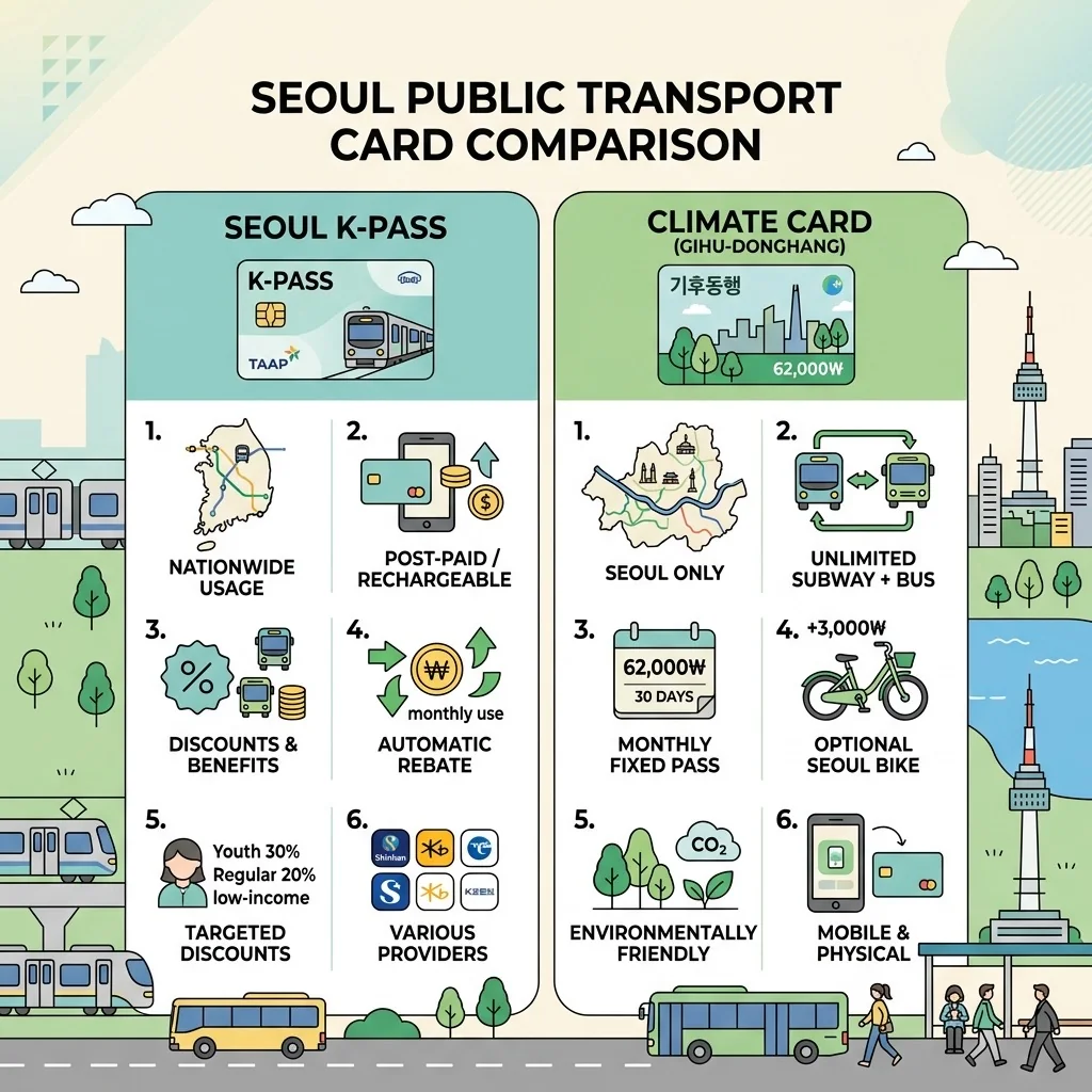 K-Pass vs. Climate Card: Which Seoul Transport Pass Saves You More in 2026?
